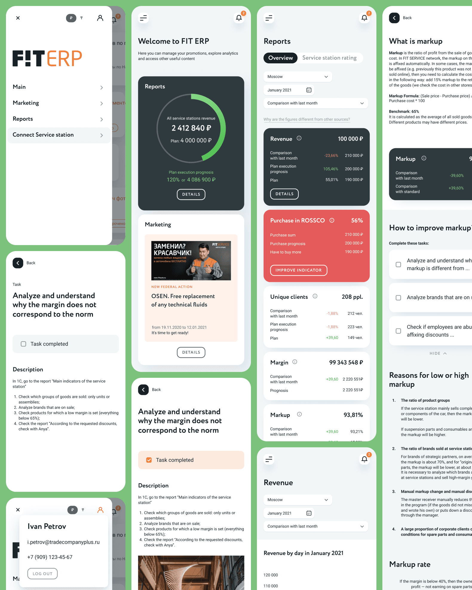 Экраны интерфейса FIT ERP